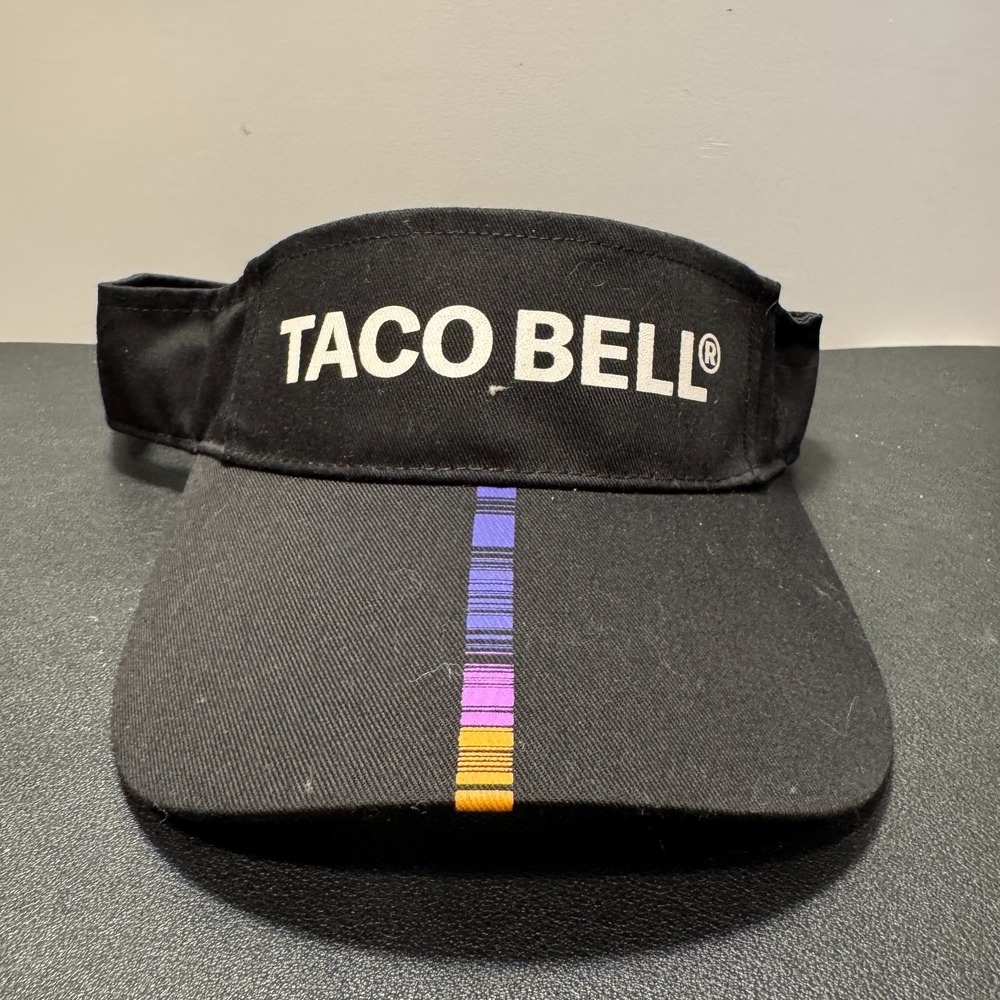 Taco Bell Hat Cap Visor Black Adjustable Snap Back Employee Logo Spellout Casual